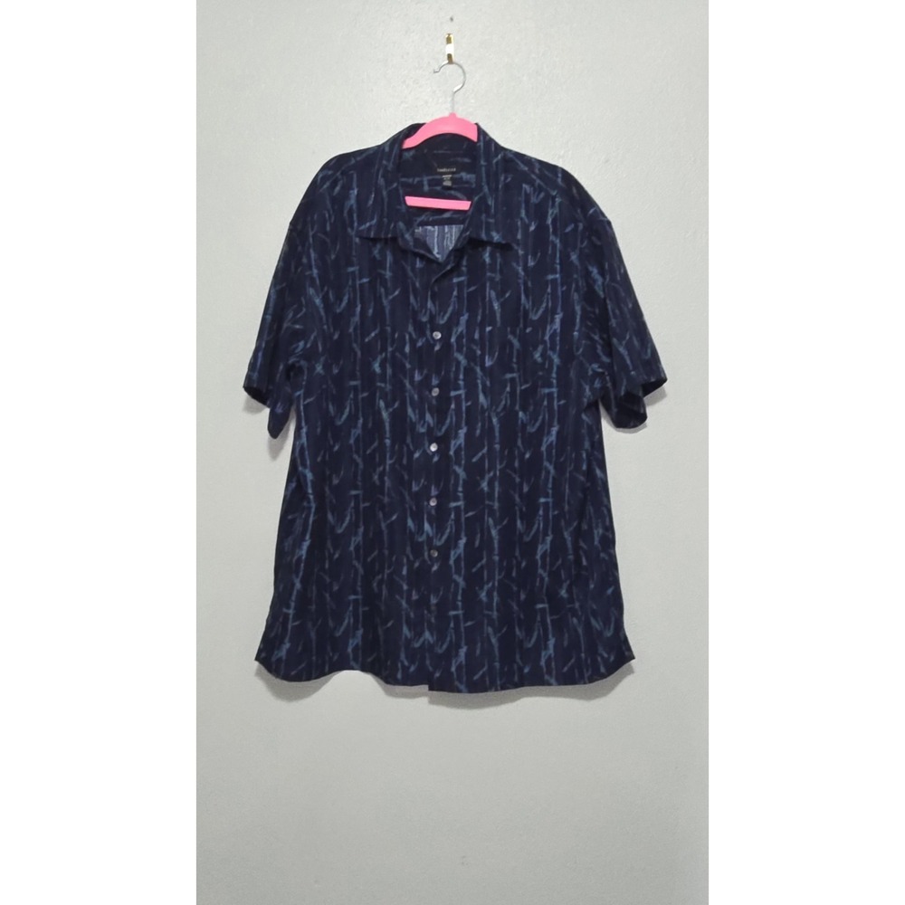 Van Heusen Mens 2XLT Blue Abstract Geometric Polyester Short Sleeve Resort Shirt